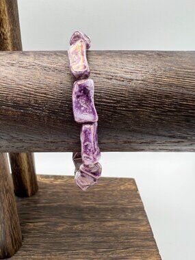 Purple Jasper Stretch Bracelet With Irregular Polished Beads Elastic Band Jewelr